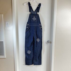 Round House Bib Overalls Men 34* 29 Conductor Hickory Dark Blue Patch Retro USA